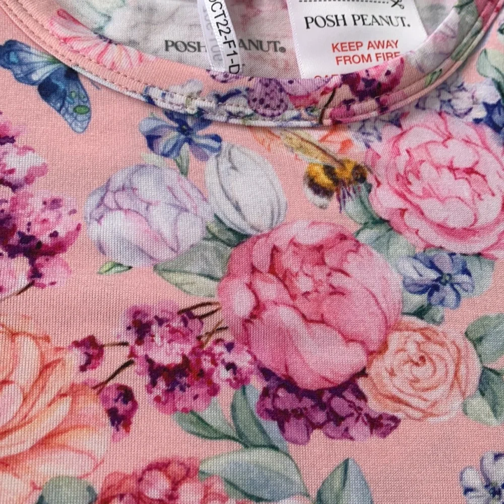 NWT Posh Peanut Lyric 2 pc. Basic Pink Floral Pajama Set 3T-4T